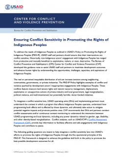 Ensuring Conflict Sensitivity in Promoting the Rights of Indigenous Peoples
