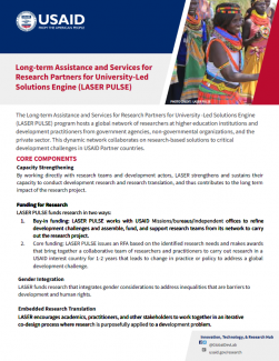 Long-term Assistance and Services for Research Partners for University-Led Solutions Engine (LASER PULSE) 