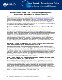 Local Capacity Strengthening Policy: Evidence Summary Annotated Bibliography cover