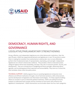 cover Description of USAID's activities in Legislative Strengthening 
