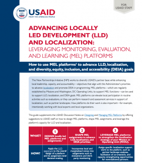 Advancing Locally Led Development and Localization: Leveraging Monitoring, Learning, and Evaluation Platforms