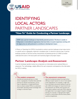Identifying Local Actors: Partner Landscapes