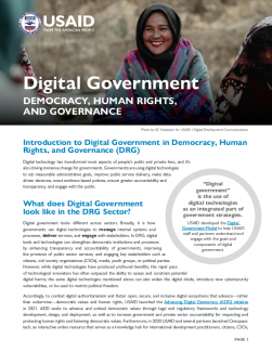 Cover photo for Digital Government: Democracy, Human Rights, and Governance briefer featuring a woman smiling