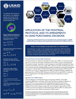 Application of the Montreal Protocol and Its Amendments in USAID Purchasing Decisions