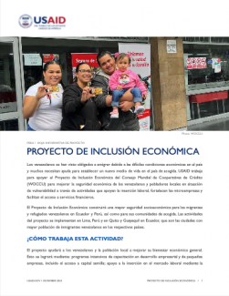 Portada de la hoja informativa del proyecto de Inclusión Económica