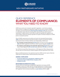 Elements of Compliance Quick Reference Guide