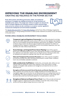 Power Africa: Enabling Environment Fact Sheet Cover