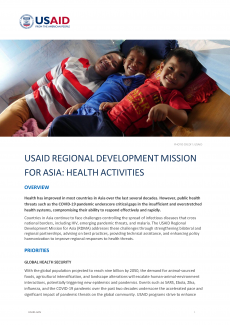 Cover page of USAID/RDMA Health Activities Fact Sheet