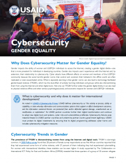 Cover for Cybersecurity Briefer: Gender Equality featuring a group of people in masks sitting on the ground