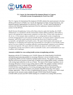 U.S. Agency for International Development Report to Congress on Health Systems Strengthening for Fiscal Year 2020