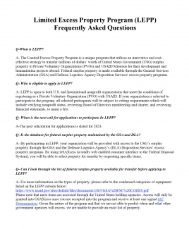 Limited Excess Property Program (LEPP) - Frequently Asked Questions
