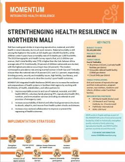 STRENTHENGING HEALTH RESILIENCE IN NORTHERN MALI