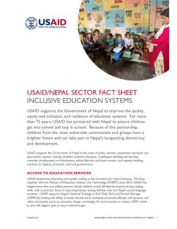 USAID/Nepal Fact Sheet- Inclusive Education Systems Cover