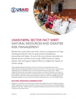 USAID/Nepal Fact Sheet- Natural Resources and Disaster Risk Management Cover
