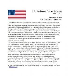 United States Provides Humanitarian Assistance in Response to Flooding in Tanzania