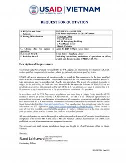 REQUEST FOR QUOTATION: UPS Battery replacement for USAID/Vietnam