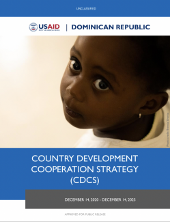 Dominican Republic, Country Development Cooperation Strategy cover page. Image of a girl looking at the camera.