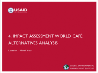 2-Day EC-ESDM Workshop - Session 4: Impact Assessment World Café: Alternatives Analysis Presentation