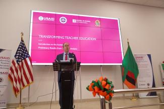 Chargé d’Affaires a.i. David Young delivers remarks at the launch of the Transforming Teacher Education activity.