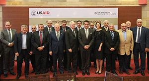 USAID/Egypt Mission Director Sherry F. Carlin and Minister of Higher Education and Scientific Research Dr. Khaled Abdel Ghafar joined at the American University in Cairo to announce the opening of 20 UCCDs at 12 Egyptian universities.