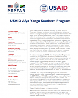 USAID Afya Yangu Southern Factsheet
