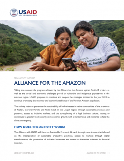 Cover of the Alliance for the Amazon activity fact sheet