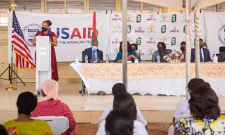 USAID Ghana Acting Mission Director Janean Davis at the Global Vaccine Initiative (GVAX) Launch at Accra Regional (Ridge) Hospital April 4, 2022