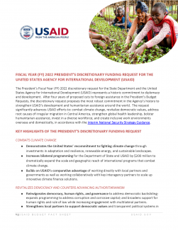 Fiscal Year 2022 President's Discretionary Funding Request for the United States Agency for International Development (USAID)