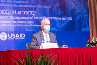 US Ambassador to Lao PDR Peter M. Haymond delivered a keynote speech at the closing ceremony of the project