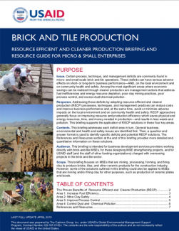 MSE Sub-Sector Briefing: Brick and Tile Production (2013)