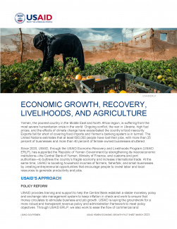 USAID Yemen Economic Growth, Recovery, Livelihoods, and Agriculture Fact Sheet Cover Image