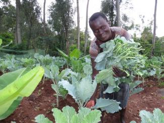 Woman farmer shows off her harvest