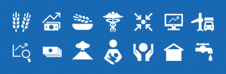 icons representing sectors of humanitarian assistance