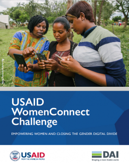 Cover of USAID WomenConnect Challenge with three women using mobile devices