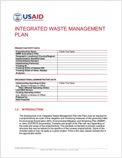 Integrated Waste Management Plan Template Cover Image