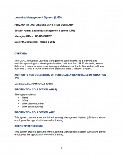 Learning Management System LMS PIA Summary