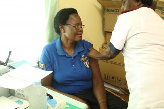 Patient getting vaccinated in Namibia