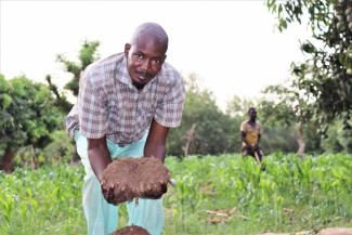 Samba putting organic fertilizer to work on his farm