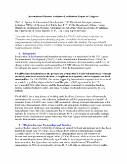 International Disaster Assistance Localization Report to Congress 