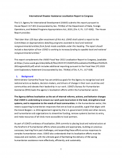 BHA International Disaster Assistance Localization Report to Congress