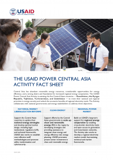 The USAID Power Central Asia Activity Fact Sheet