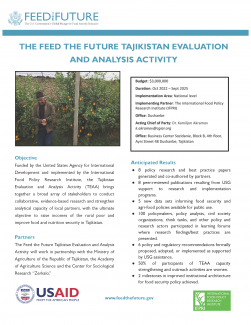 The Feed The Future Tajikistan Evaluation and Analysis Activity