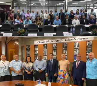 Two photos on top of another with representatives of the Pacific Islands Forum