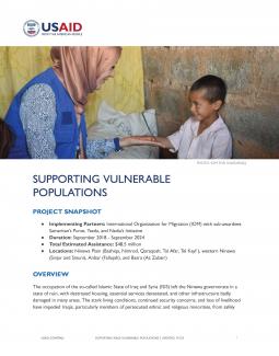 Fact Sheet: Supporting Iraqi Vulnerable Populations