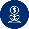 icon of a growing plant with a dollar sign in the leaf