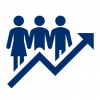 An icon showing an upward arrow with 3 people silhouettes
