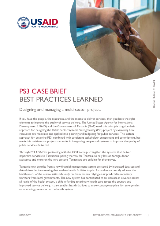 PS3 Case Brief - Best Practices Learned from USAID PS3 Project cover image