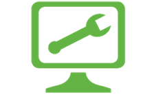 Icon of a computer with a wrench