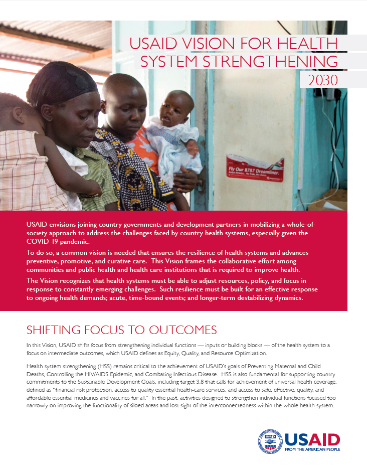 USAID Vision for Health System Strengthening 2030 - Executive Summary cover image