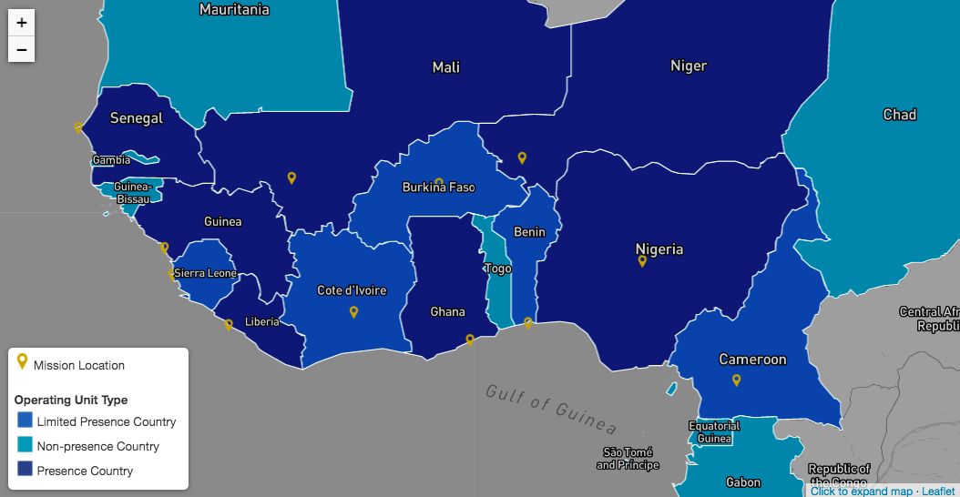 Map of West Africa Regional Countries. Click to view more